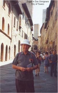 San Gimignano street and Yours Truly